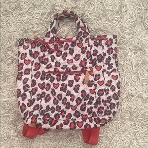 MZWallace Metro Convertible Heart Patterned Backpack - Red and Black Quilted